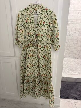 Holly Shae Floral Tie-Waist Maxi Dress in Cream